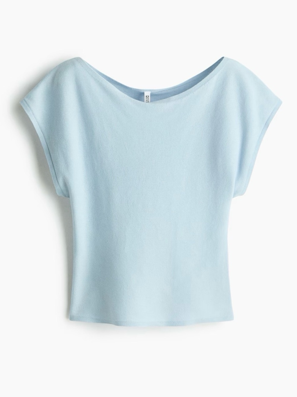 NWOT H&M Light Blue Fine Knit Boatneck Short Sleeve Top